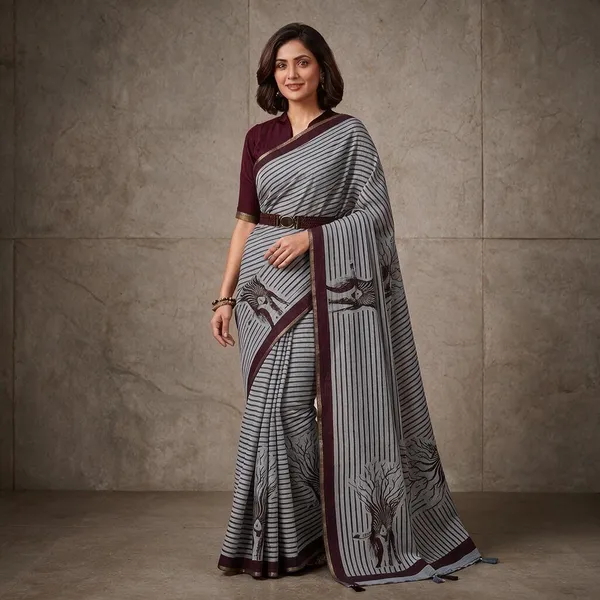 Multicolor_Linen_Saree_For_Women