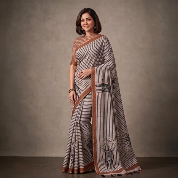 Multicolor_Linen_Saree_For_Women