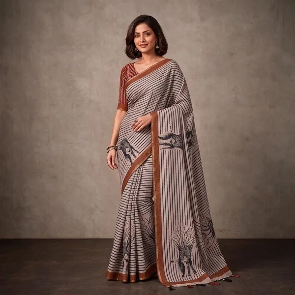 Multicolor_Linen_Saree_For_Women