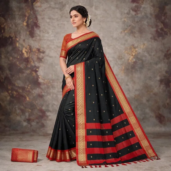 Multicolor_Silk_Blend_Saree_For_Women