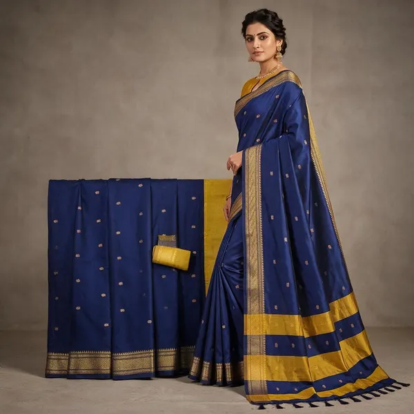 Multicolor_Silk_Blend_Saree_For_Women