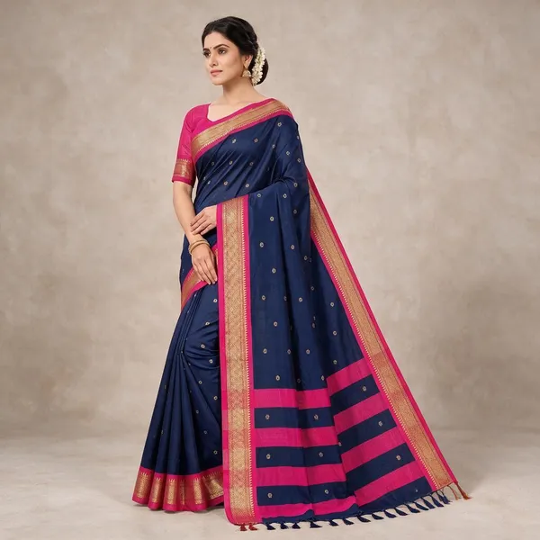 Multicolor_Silk_Blend_Saree_For_Women