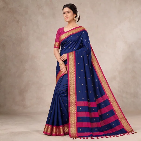 Multicolor_Silk_Blend_Saree_For_Women