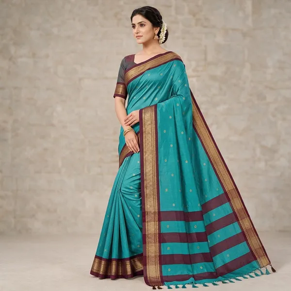 Multicolor_Silk_Blend_Saree_For_Women