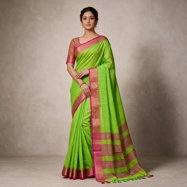 Light_Green_And_Pink_Kota_Doria_Saree_For_Women
