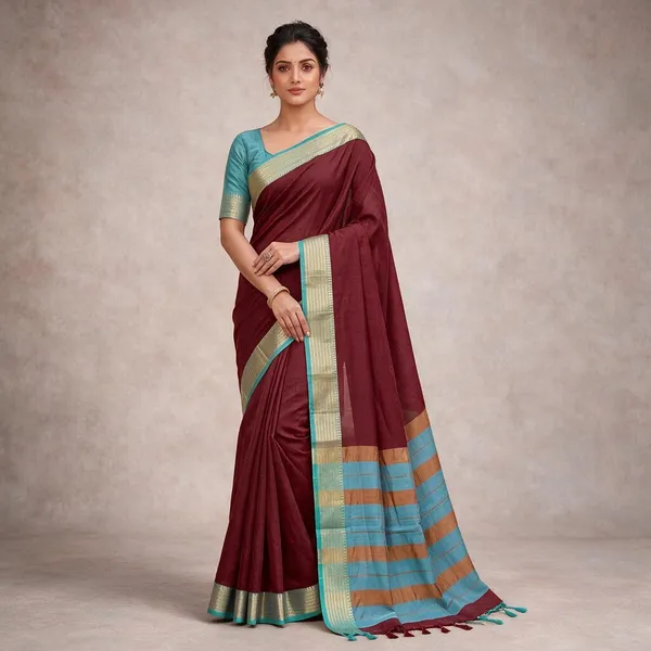 Purple_And_Light_Blue_Kota_Doria_Saree_For_Women