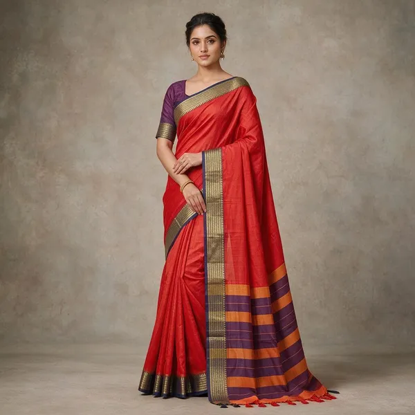 Red_Kota_Doria_Saree_For_Women