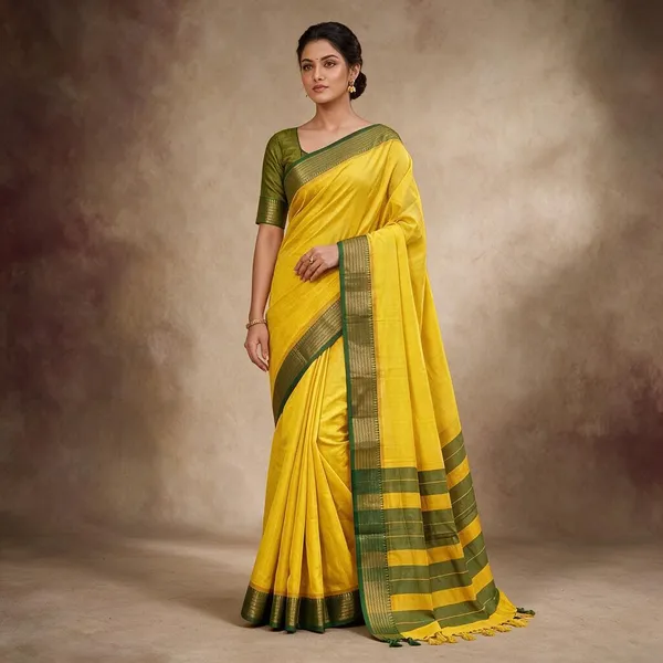 Yellow_Kota_Doria_Saree_For_Women