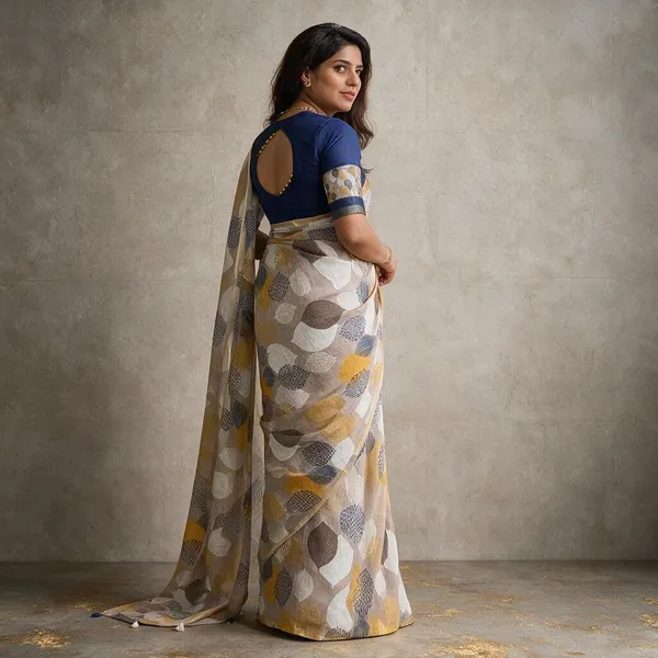 Beige_Linen_Saree_For_Women
