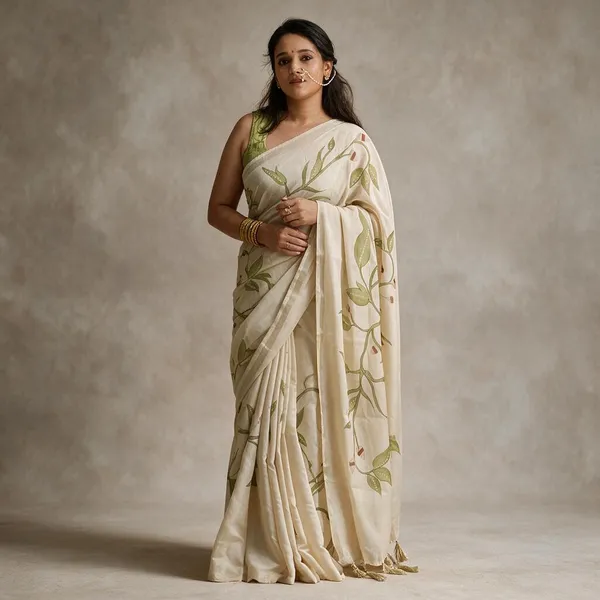 Beige_Linen_Saree_For_Women