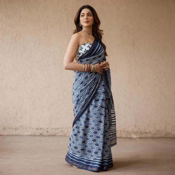 Blue_Linen_Saree_For_Women