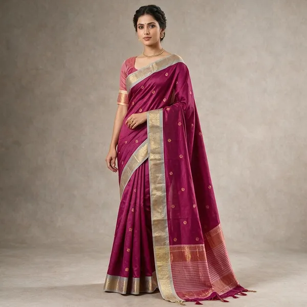 Magenta_Cotton_Silk_Saree_For_Women