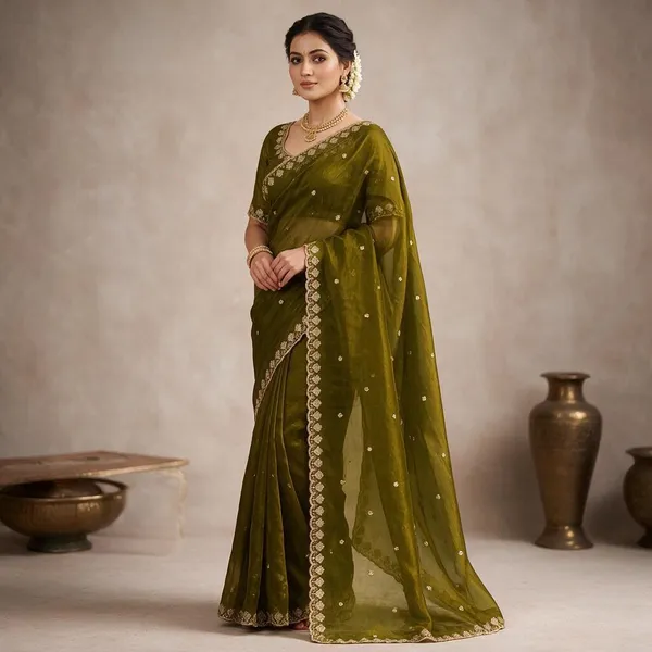 Dark_Green_Pure_Silk_Saree_For_Women