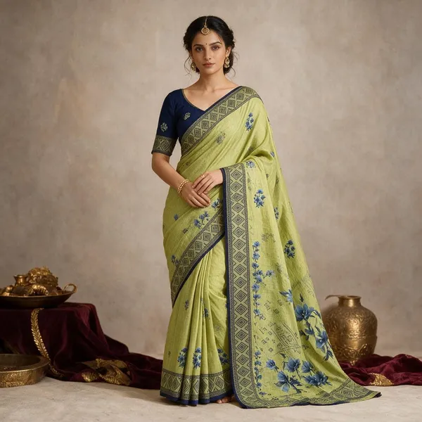 Green_Cotton_Silk_Saree_For_Women