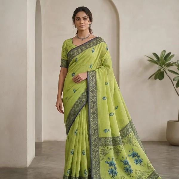 Green_Cotton_Silk_Saree_For_Women