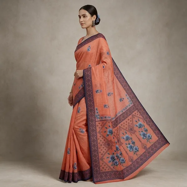 Orange_Cotton_Silk_Saree_For_Women
