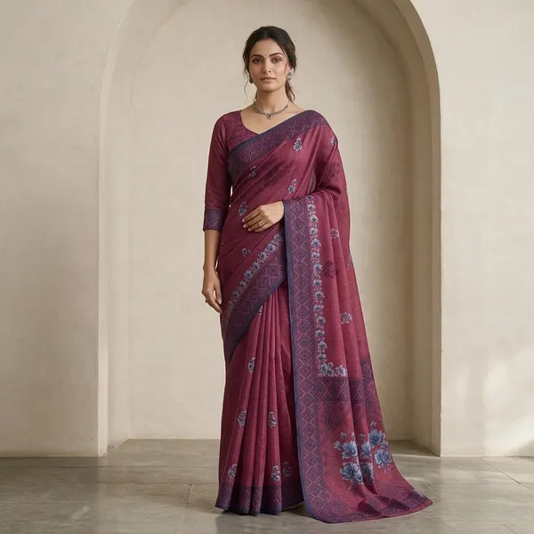 Magenta_Cotton_Silk_Saree_For_Women