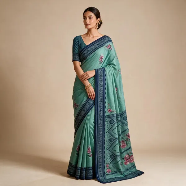 Dark_Green_Cotton_Silk_Saree_For_Women