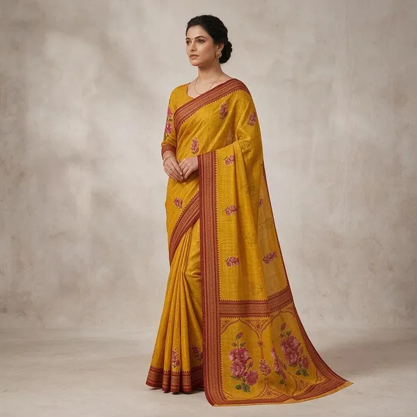 Yellow_Cotton_Silk_Saree_For_Women