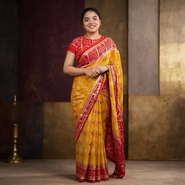 Yellow_Georgette_Saree_For_Women