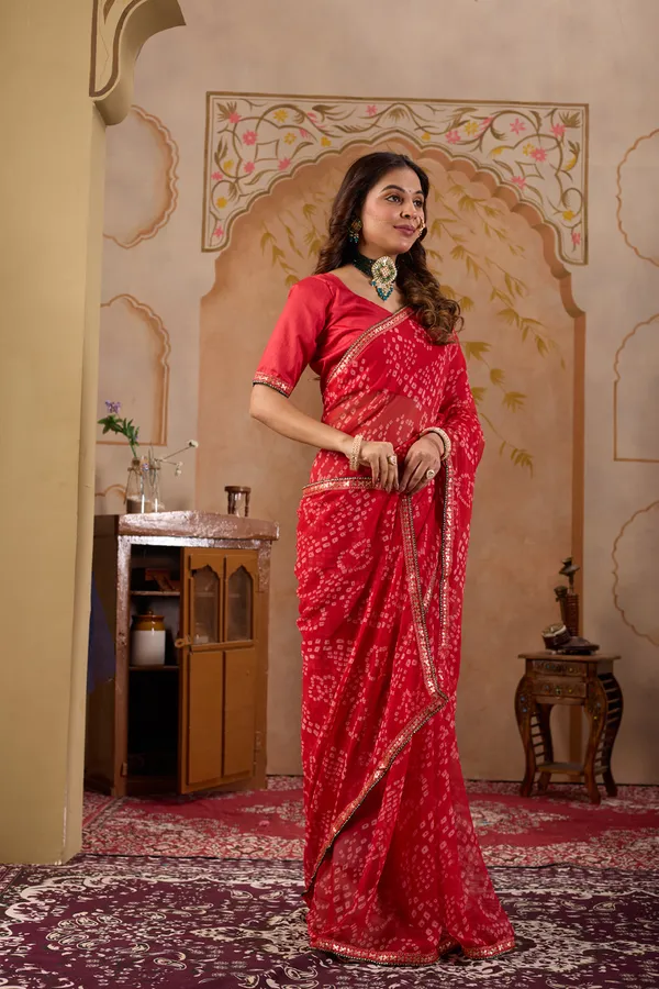 Red_Pure_Georgette_Saree_For_Women