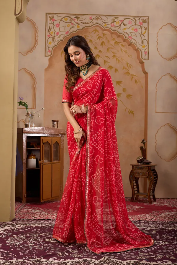 Red_Pure_Georgette_Saree_For_Women