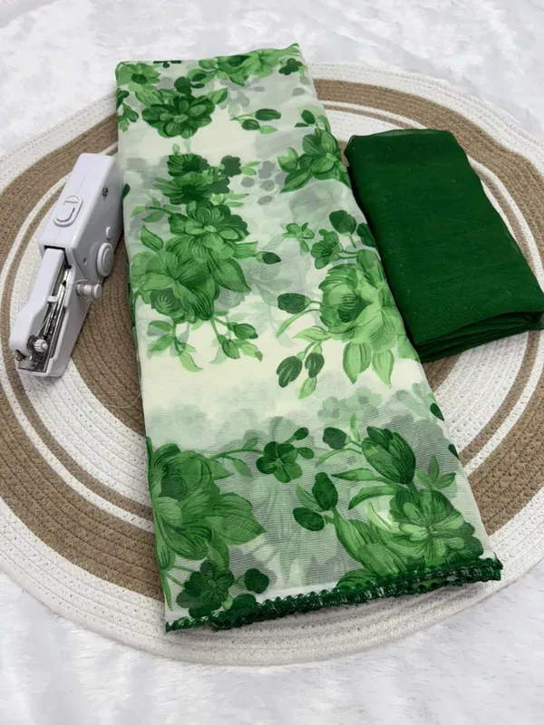 Green_Pure_Chiffon_Saree_For_Women