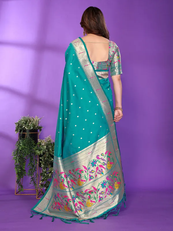 Teal_Silk_Cotton_Saree_For_Women