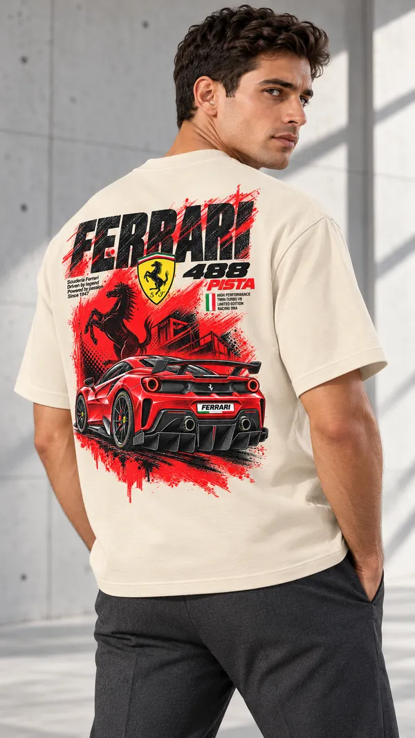 Cream_French_Terry_Relaxed_Fit_T-Shirt_For_Men