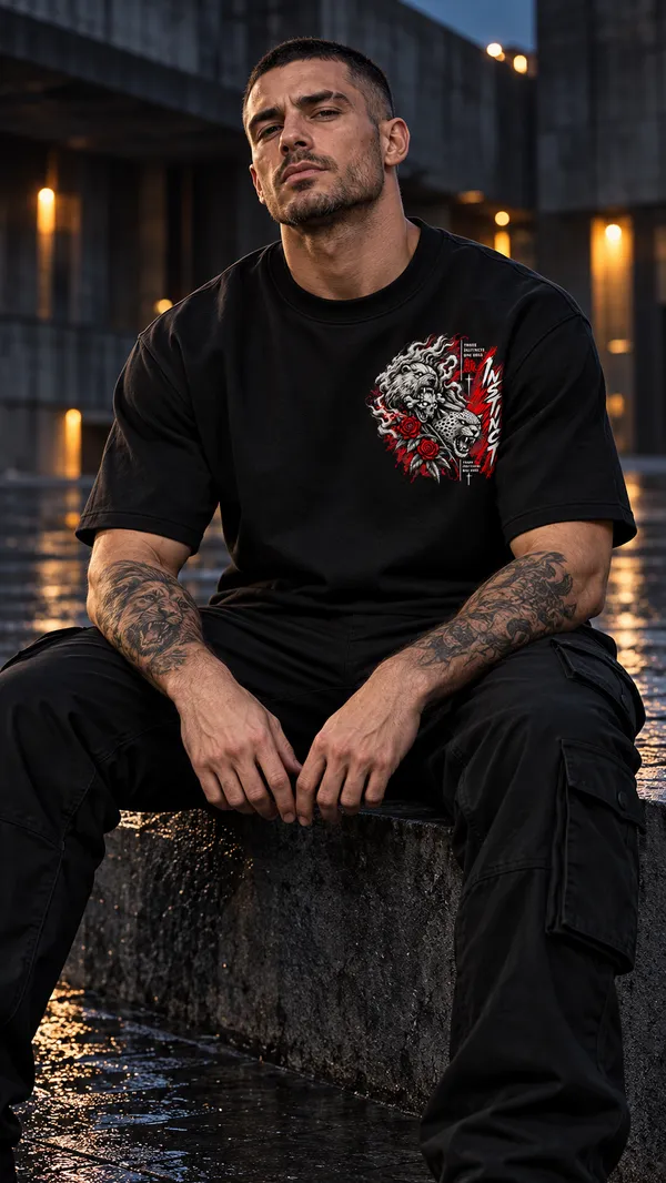 Black_Graphic_Crew_Neck_T-Shirt_For_Men