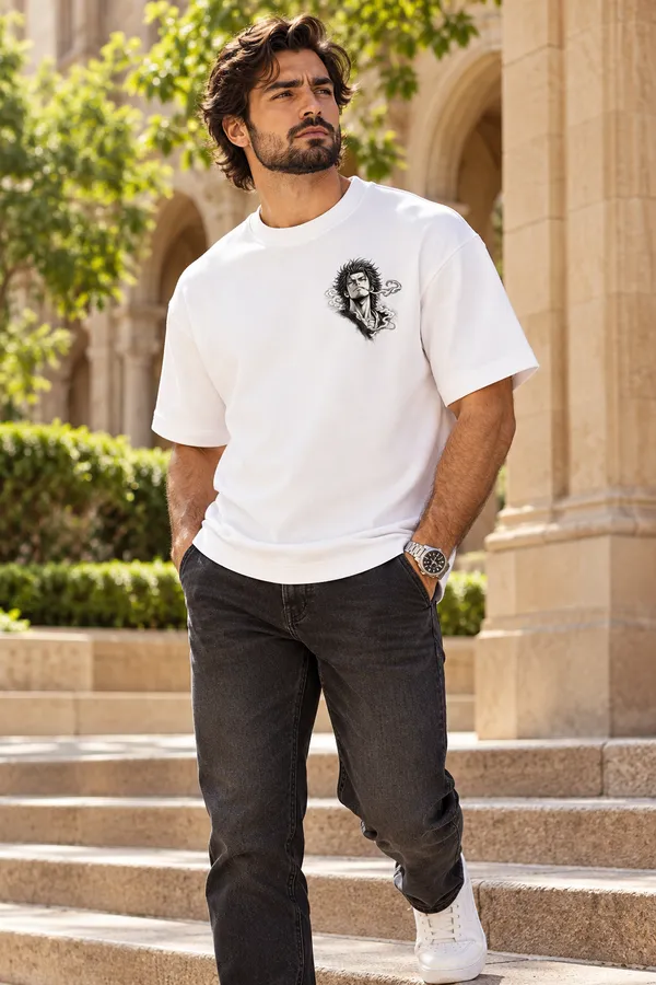 White_Graphic_Relaxed_Fit_T-Shirt_For_Men