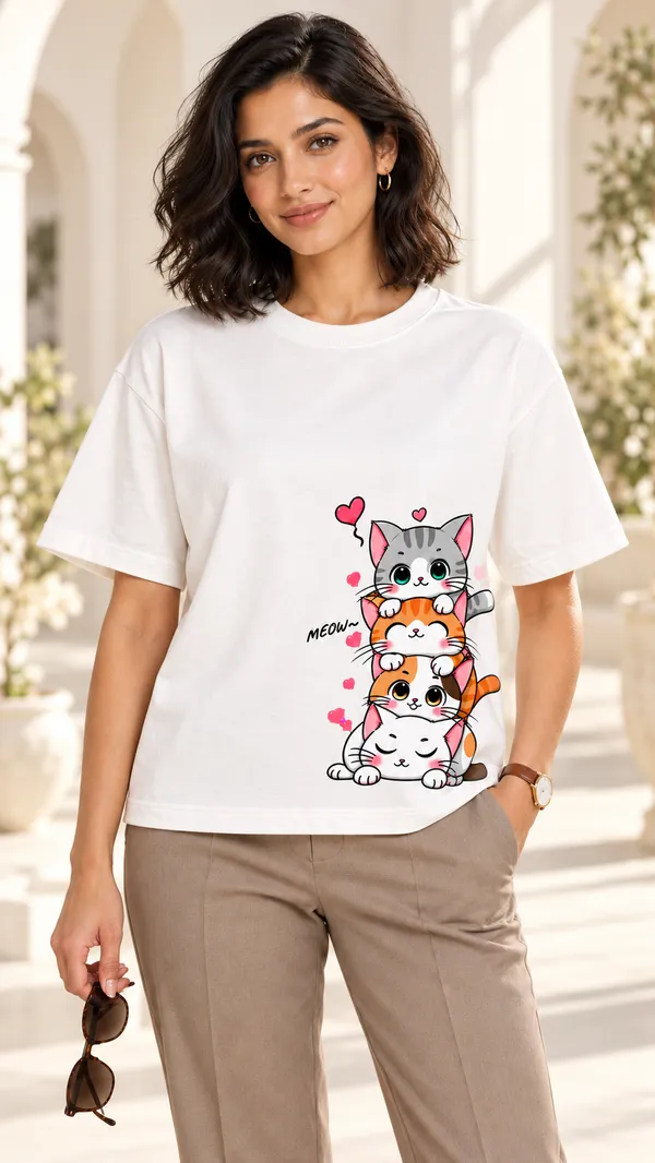 White_Cotton_Relaxed_Fit_T-Shirt_For_Women