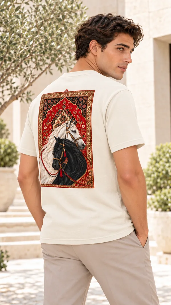 Cream_French_Terry_Relaxed_Fit_T-Shirt_For_Men