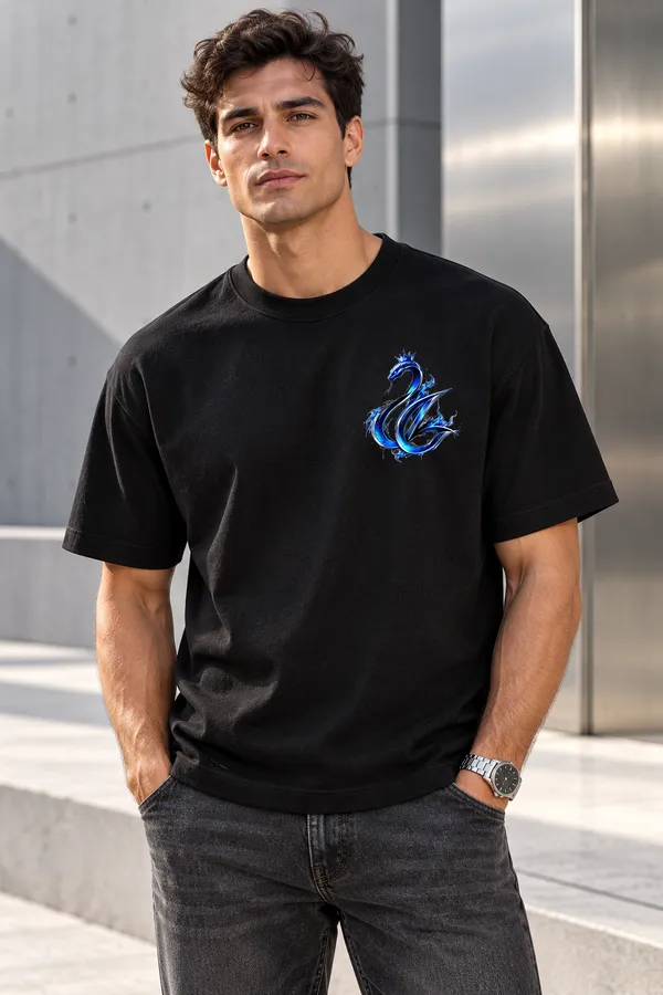 Black_French_Terry_Relaxed_Fit_T-Shirt_For_Women