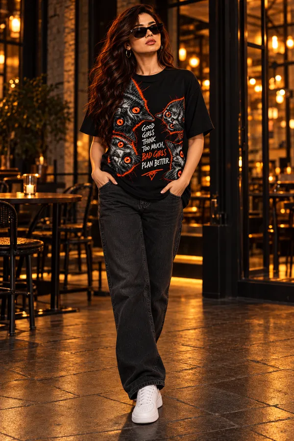 Black_French_Terry_Relaxed_Fit_T-Shirt_For_Women