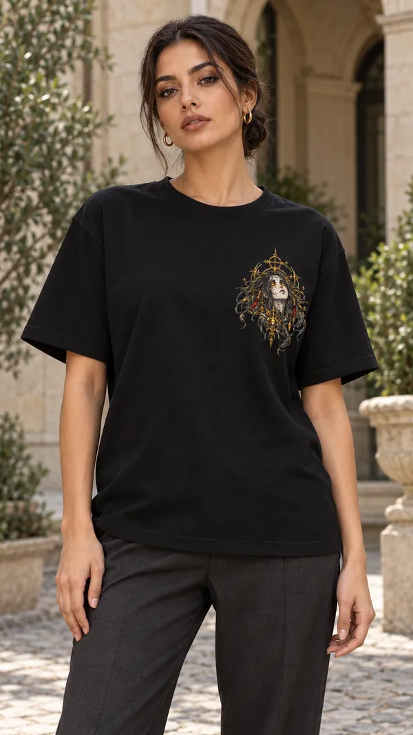 Black_French_Terry_Relaxed_Fit_T-Shirt_For_Women