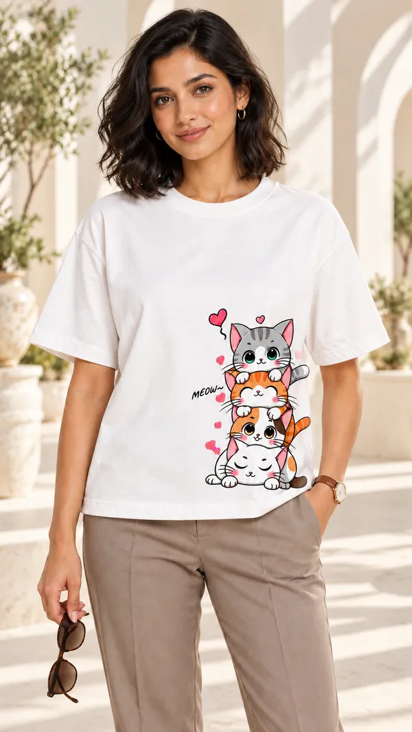 White_Cotton_Relaxed_Fit_T-Shirt_For_Women