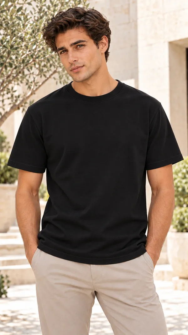 Black_French_Terry_Relaxed_Fit_T-Shirt_For_Men