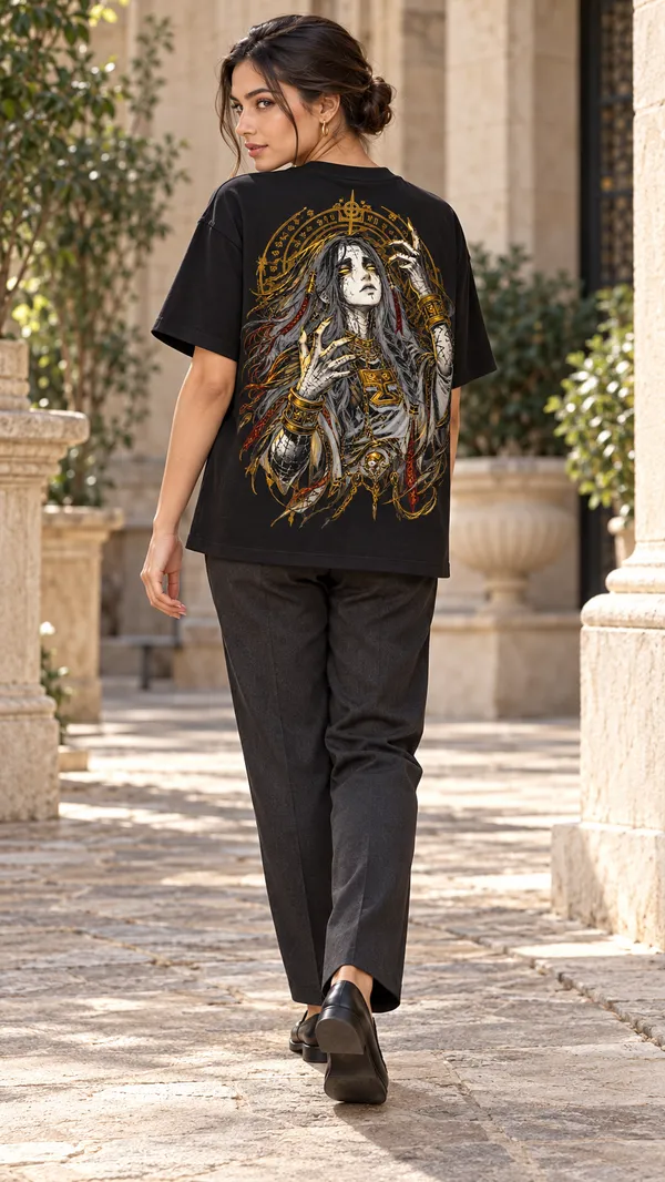 Black_French_Terry_Relaxed_Fit_T-Shirt_For_Women