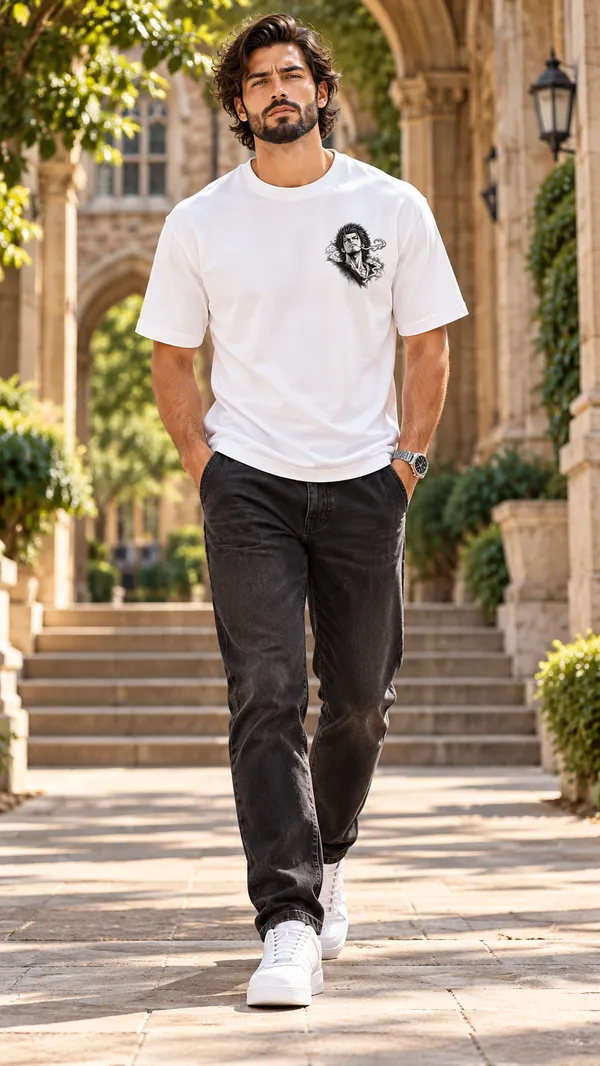 White_Graphic_Relaxed_Fit_T-Shirt_For_Men