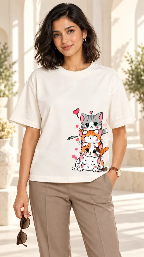 White_Printed_Regular_Fit_T-Shirt_For_Women