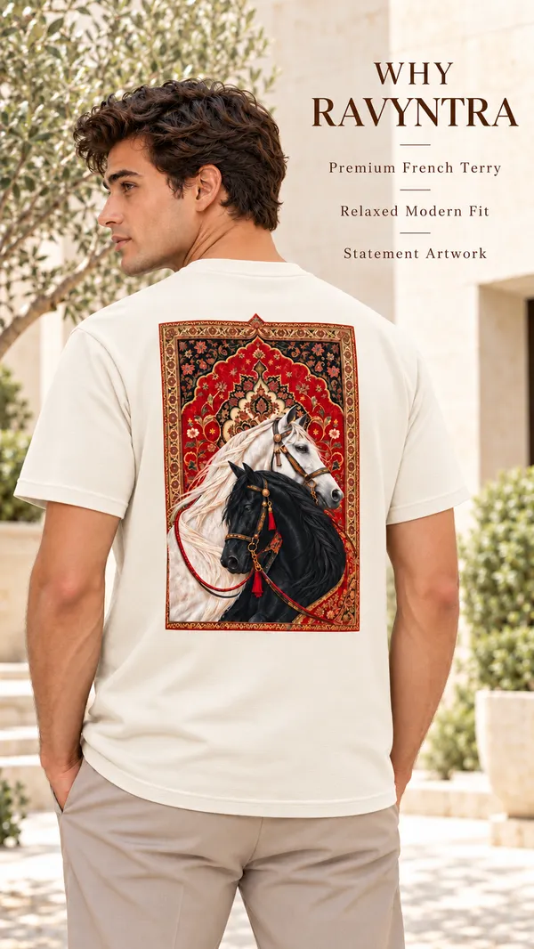 Cream_French_Terry_Relaxed_Fit_T-Shirt_For_Men