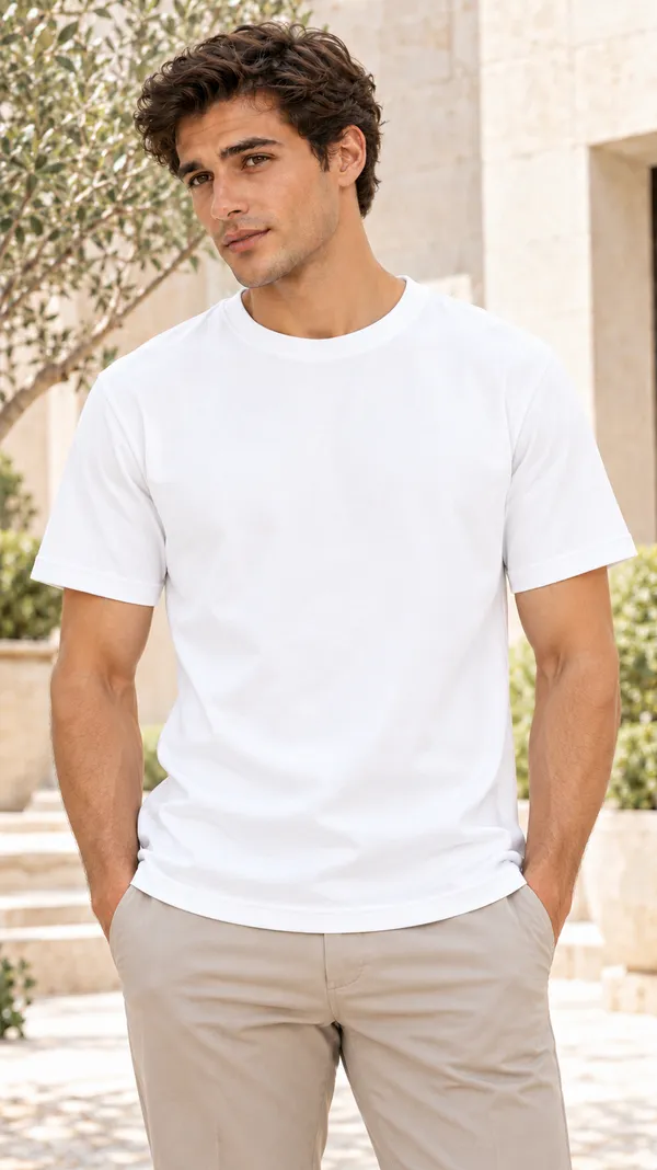 White_French_Terry_Relaxed_Fit_T-Shirt_For_Men