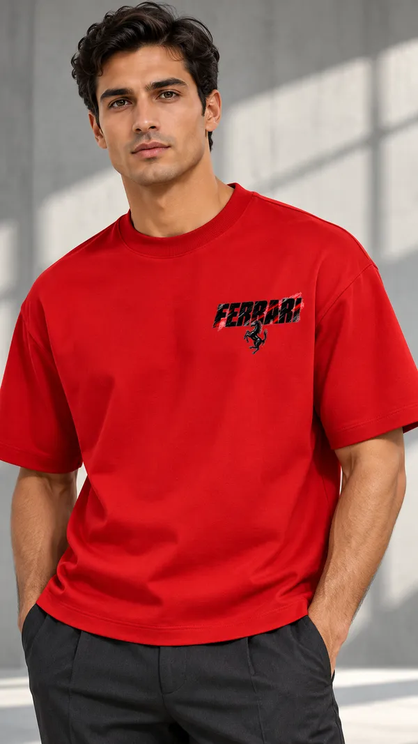Red_French_Terry_Relaxed_Fit_T-Shirt_For_Men