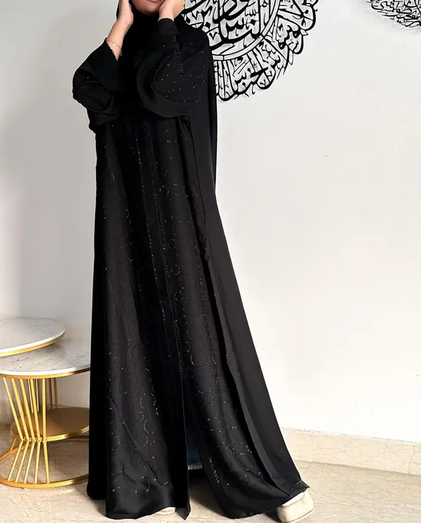 Black_Tik_Tok_Fabric_Rhinestone_Embellished_Abaya_For_Women
