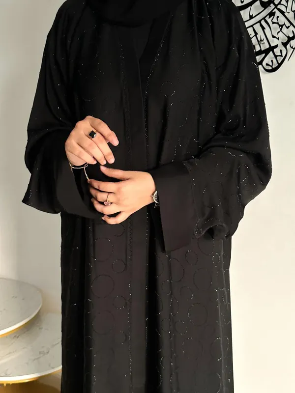 Black_Tik_Tok_Fabric_Rhinestone_Embellished_Abaya_For_Women