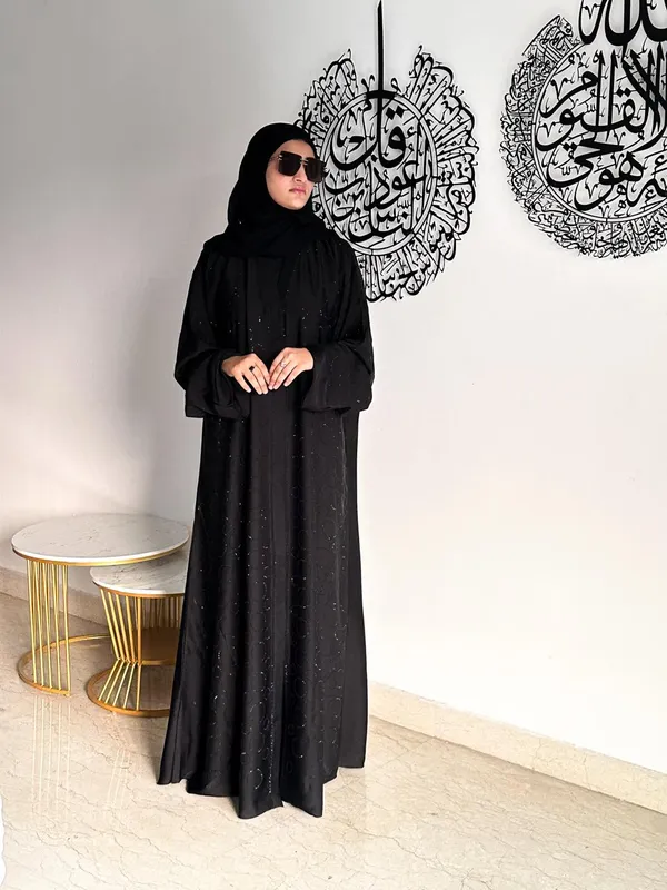 Black_Tik_Tok_Fabric_Rhinestone_Embellished_Abaya_For_Women