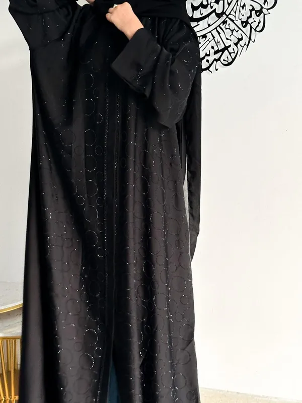 Black_Tik_Tok_Fabric_Rhinestone_Embellished_Abaya_For_Women