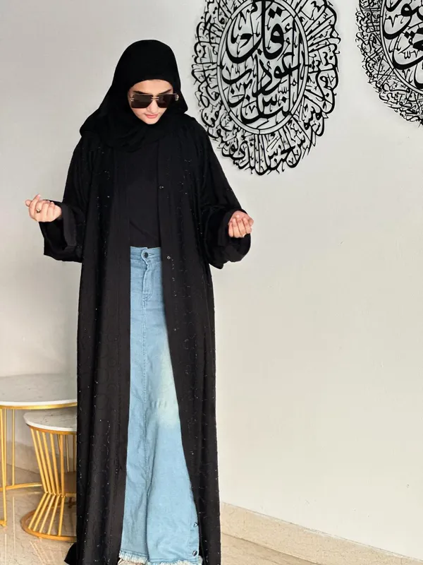 Black_Tik_Tok_Fabric_Rhinestone_Embellished_Abaya_For_Women