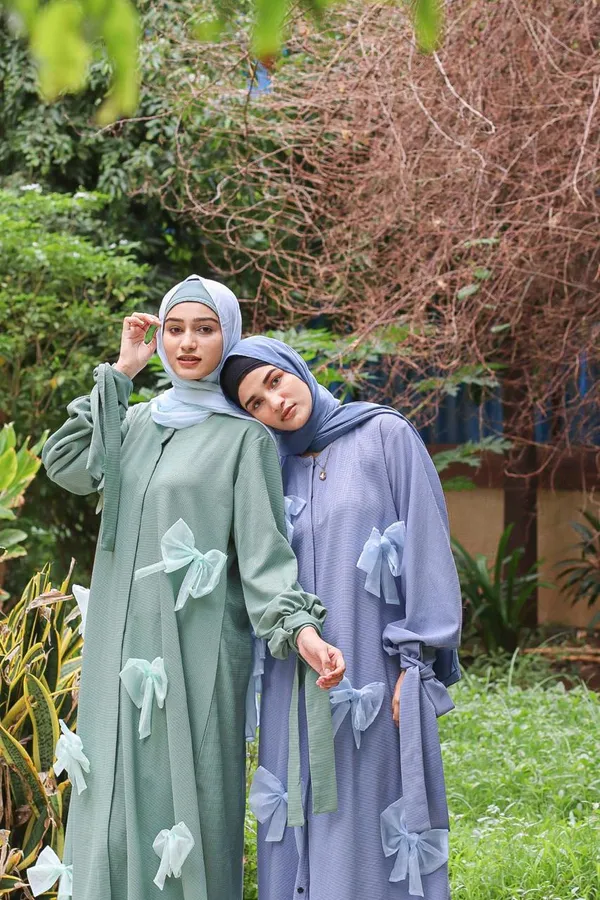 Mint_Popcorn_Fabric_3D_Bow_Abaya_For_Women